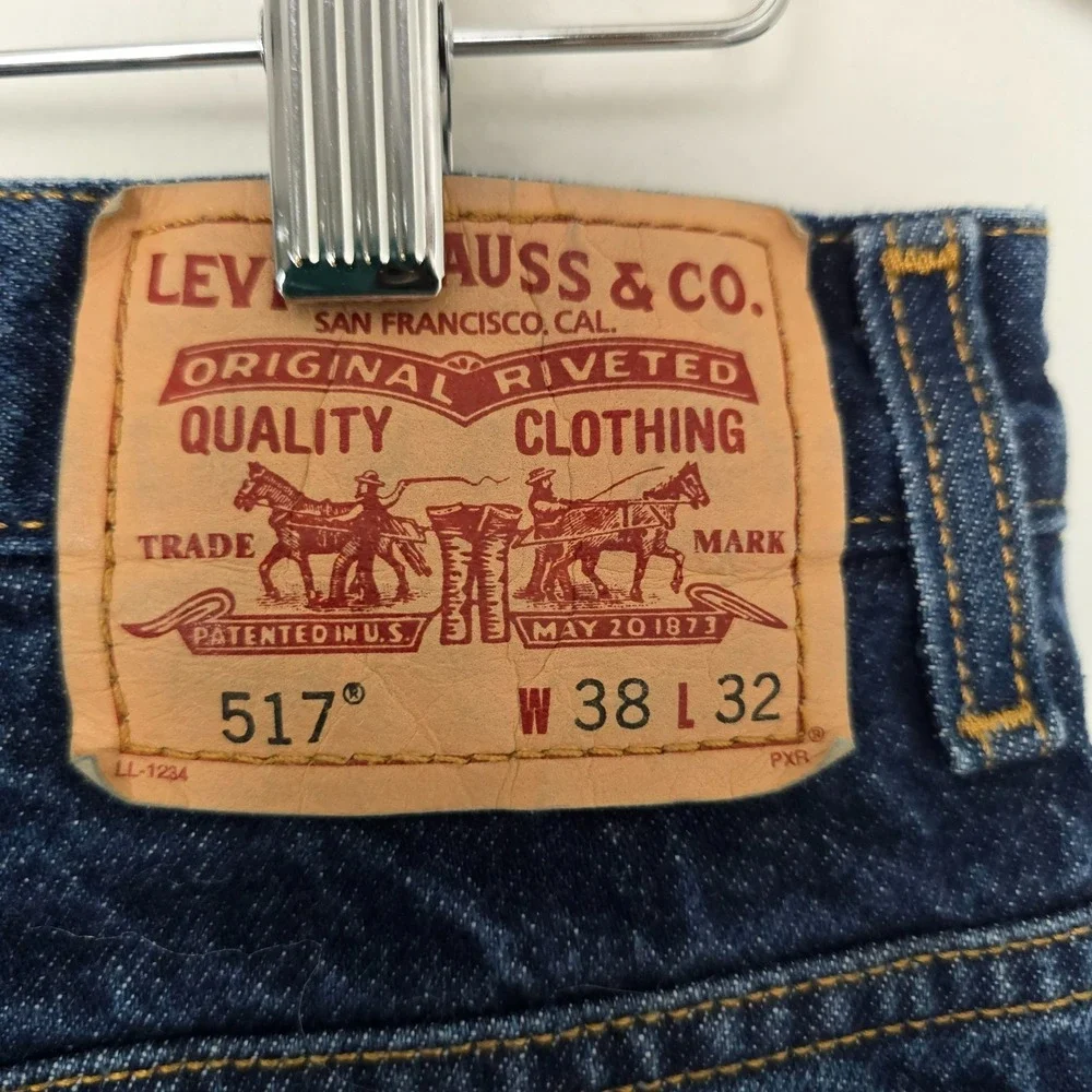 Levis 517 Mens Weekend Americana Classic Bootcut Jeans 38x32 Blue Heritage Denim